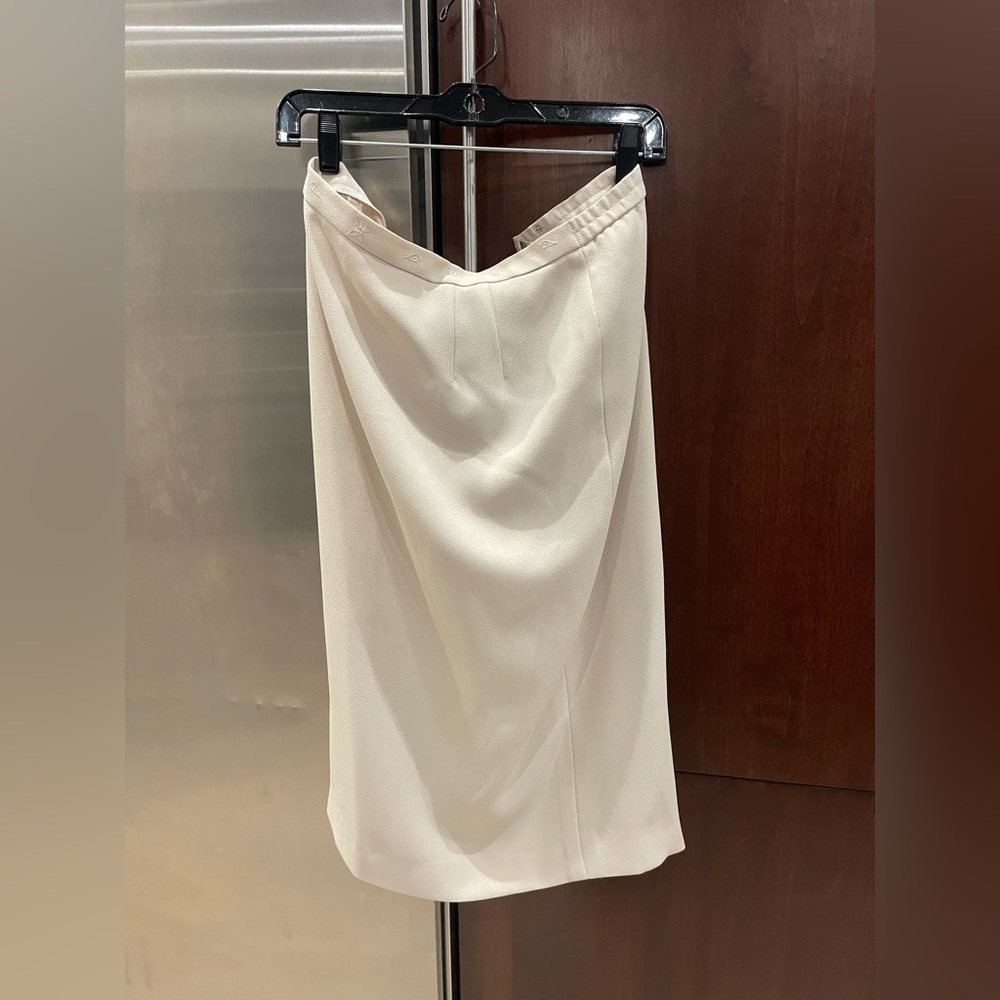 Adriana Papell Cream SET -long sleeve crop jacket matching knee length Skirt - Picture 8 of 8